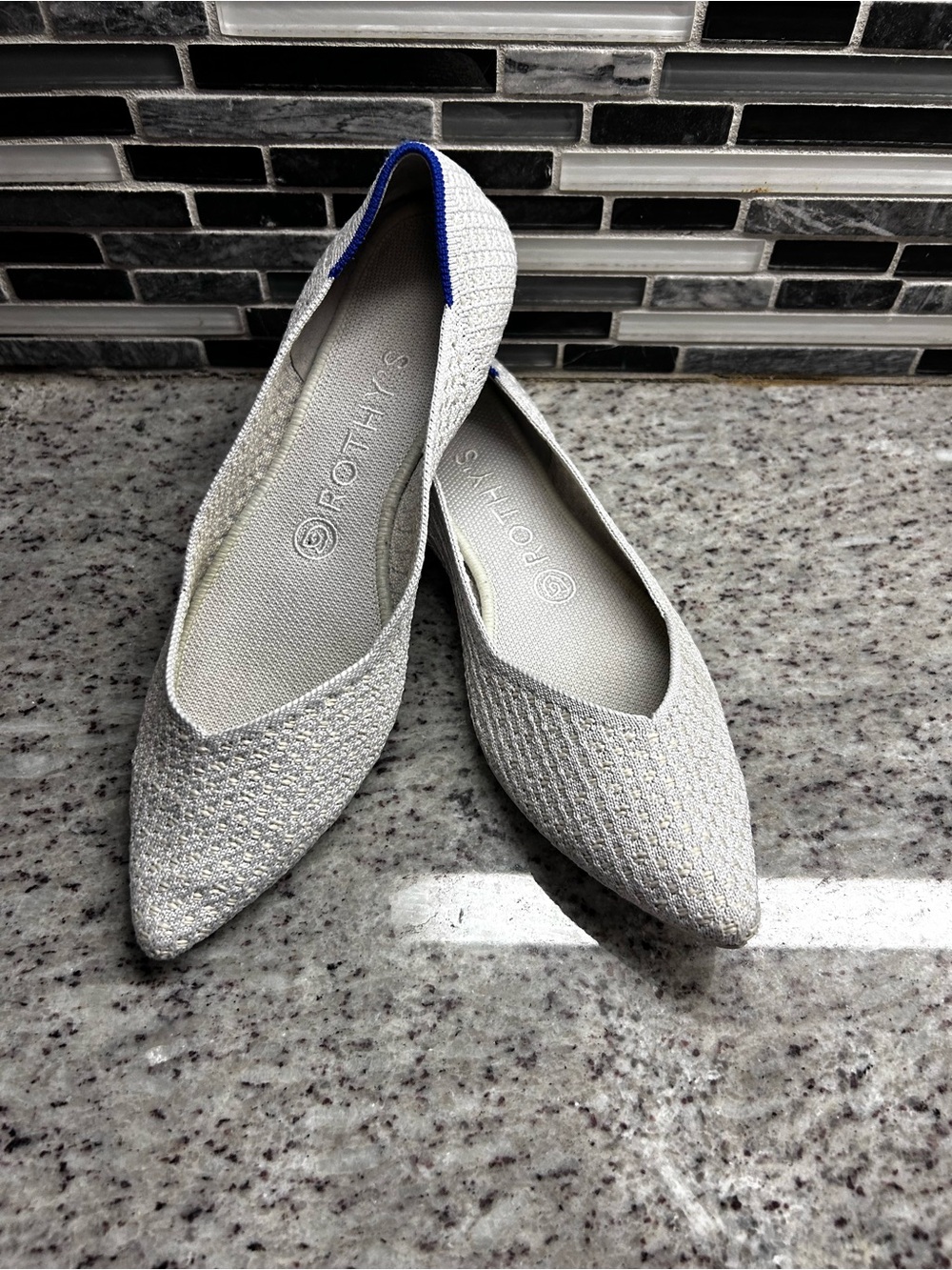 Rothy’s Honeycomb White/tan Pointed Toe Flats - Women's size 8.5